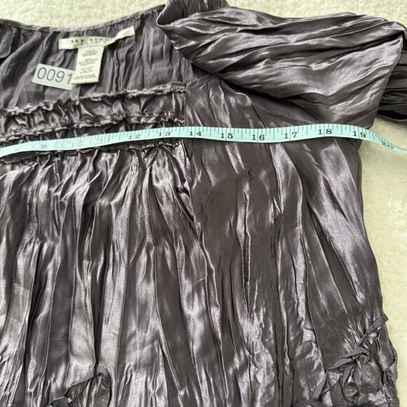 Max Studio Womens Petite Blouse XSP Crinkle Texture Purple Long Sleeve Polyester - Picture 4 of 9